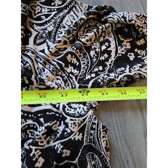 Susan Graver XL Black & White Paisley Print Tunic Top 3/4 Sleeves Liquid Knit - Picture 9 of 9